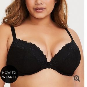 Push Up Plunge Lace Bra Black 40DD Torrid